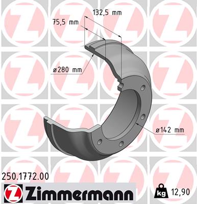 Bremstrommel Hinterachse Zimmermann 250.1772.00 von Zimmermann