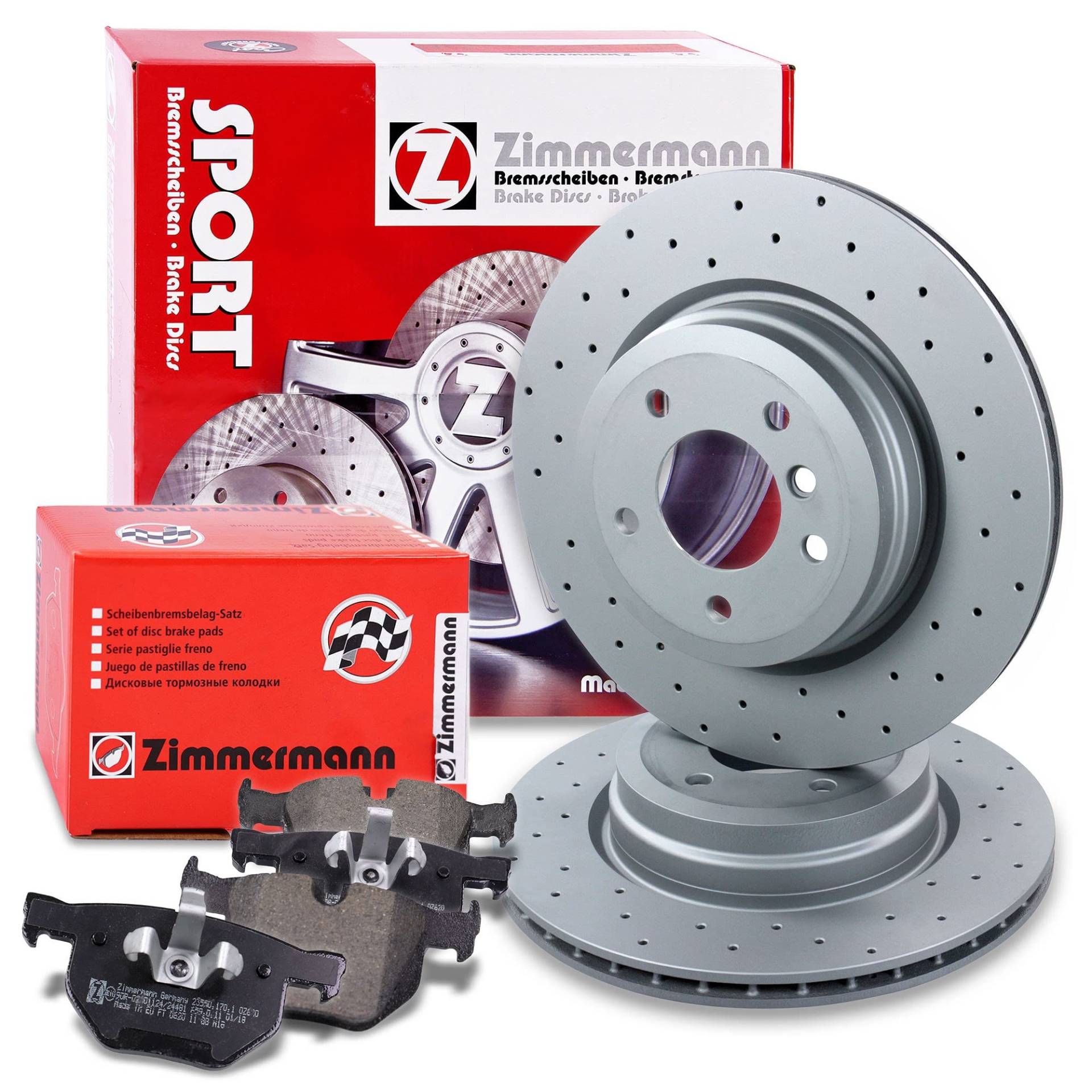 ZIMMERMANN Bremsenset Hinterachse inkl. Bremsscheiben Gelocht Ø 336 mm + Bremsbeläge hinten BMW 3er (E90),3 Cabriolet (E93),3 Coupe (E92),3 Touring (E91),X1 (E84) von Zimmermann