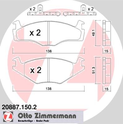ZIMMERMANN 20887.150.2 Serie Bremsbeläge, vorne, 4 Federn, inklusive Zubehör von Zimmermann
