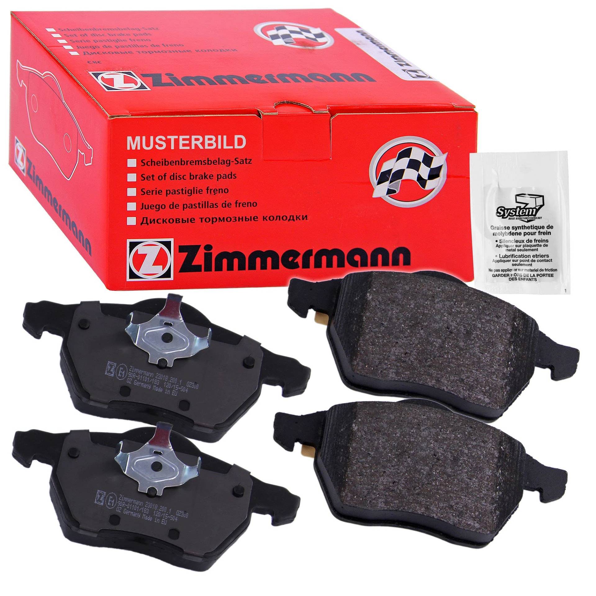 ZIMMERMANN 23281.180.1 Serie Bremsbeläge, vorne/hinten, 4 Feder, Bremsbacken/SAE von Zimmermann