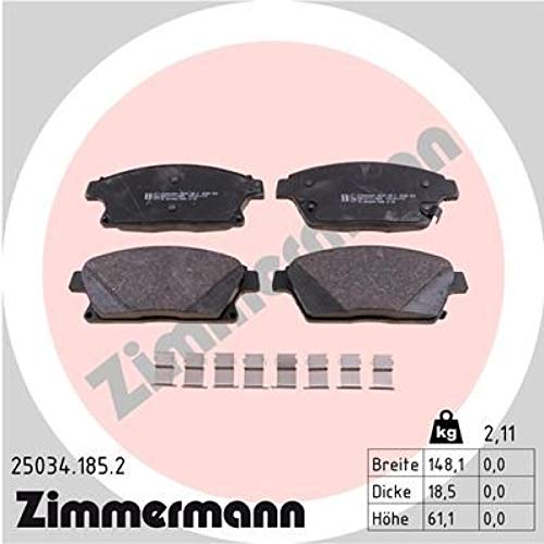 ZIMMERMANN 25034.185.2 Serie Bremsbeläge, vorne, 2 Federn, 2 Sensoren Akustische, inklusive Platte dämpfend, Chefsessel, inklusive Zubehör von Zimmermann
