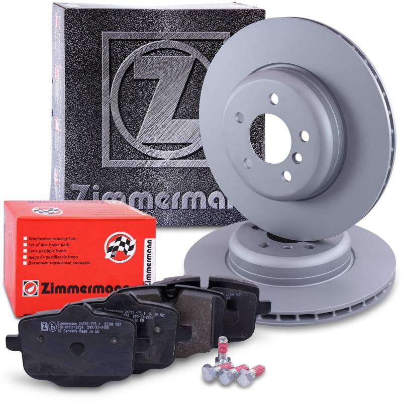 ZIMMERMANN Bremsenset Hinterachse inkl. Bremsscheiben hinten Ø 345 mm innenbelüftet und Bremsbeläge hinten Kompatibel mit BMW 5er (F10), 5er Touring (F11), 6er Coupe (F13), 6er Gran Coupe (F06) von ZIMMERMANN