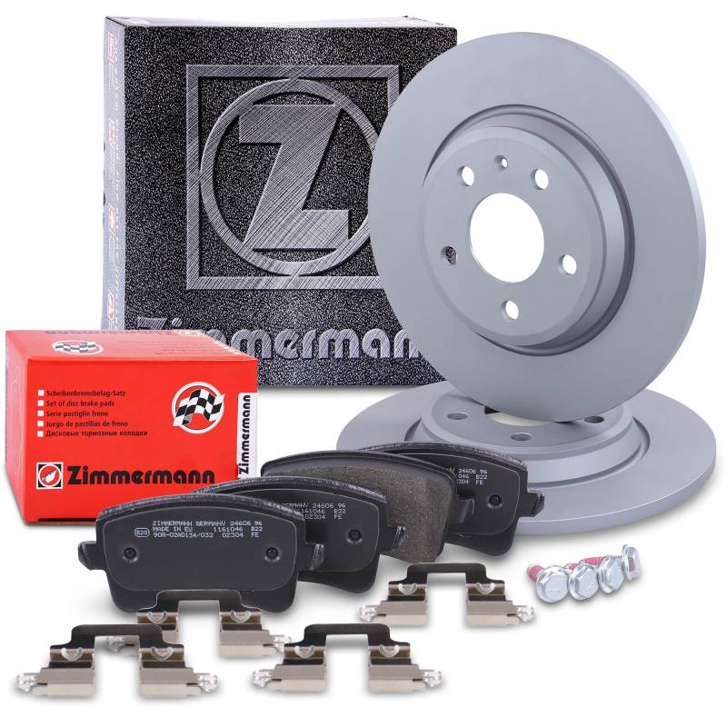 ZIMMERMANN Bremsenset Hinterachse inkl. Sport Bremsscheiben Coat Z hinten Ø 300 mm voll und Bremsbeläge hinten Kompatibel mit AUDI A4 B8, A5 (8T3) (8F7) (F57, F5E) (8TA), Q5 von ZIMMERMANN