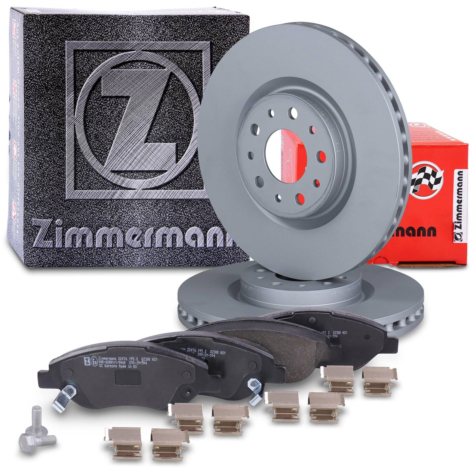 ZIMMERMANN Bremsenset Vorderachse inkl. Bremsscheiben Coat Z vorne Ø 281 mm innenbelüftet und Bremsbeläge vorne Kompatibel mit FIAT TIPO (356_, 357_) von ZIMMERMANN