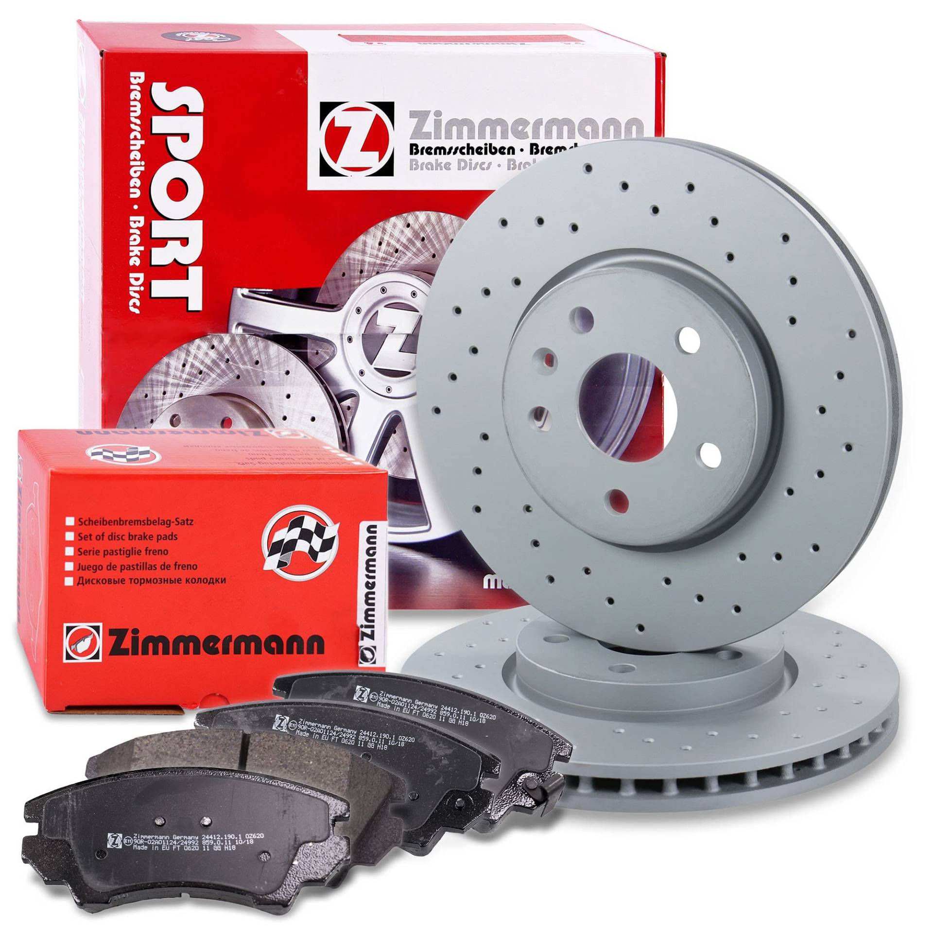 ZIMMERMANN Bremsenset Vorderachse inkl. Gelochte Bremsscheiben Belüftet Ø 321 mm + Bremsbeläge vorne CHEVROLET MALIBU (V300);OPEL INSIGNIA A (G09) Sports Tourer (G09) Stufenheck (G09);SAAB 9-5 (YS3G) von Zimmermann