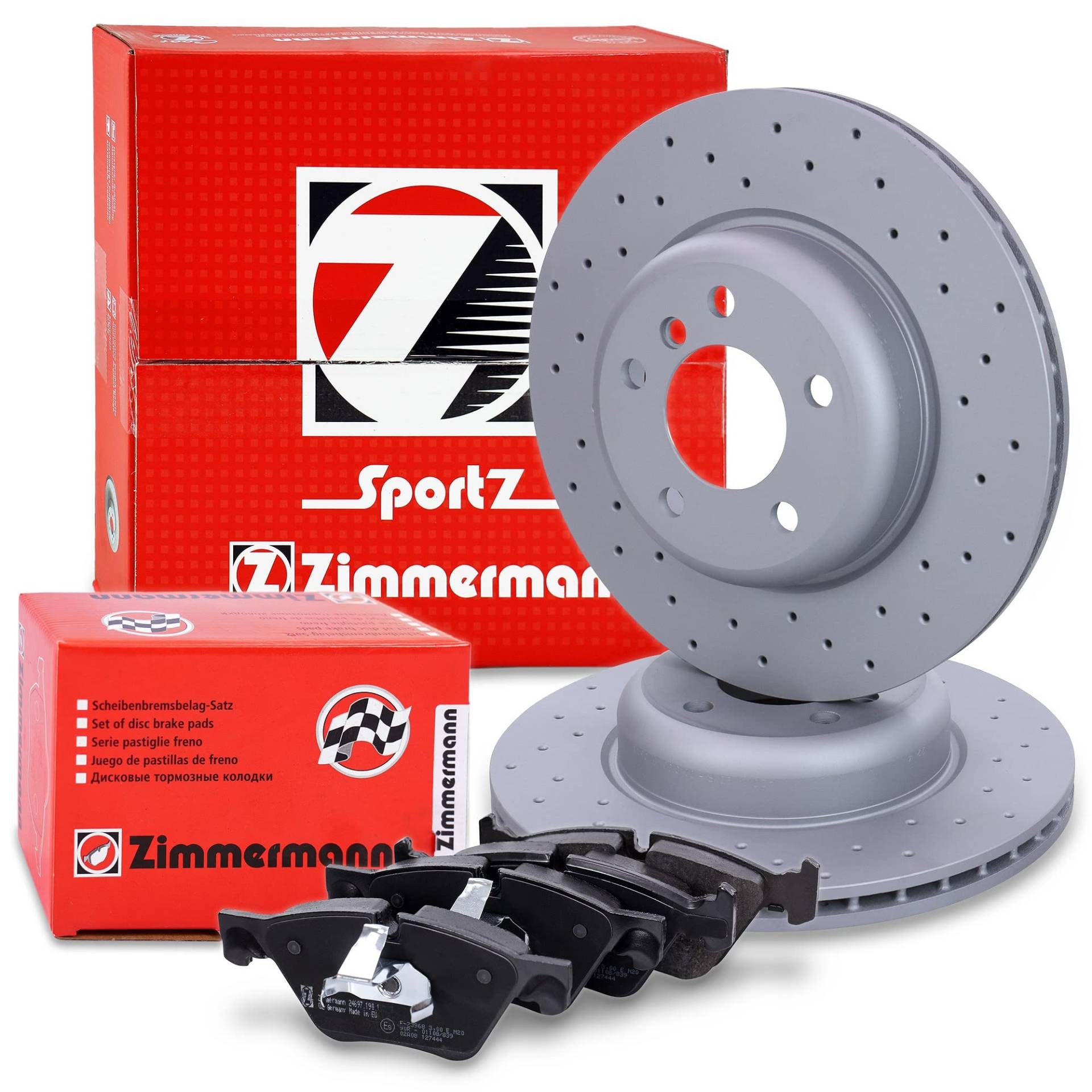 ZIMMERMANN Bremsenset Vorderachse inkl. Gelochte Bremsscheiben Belüftet Ø 330 mm + Bremsbeläge vorne BMW 5er (F10),5 Touring (F11) von Zimmermann