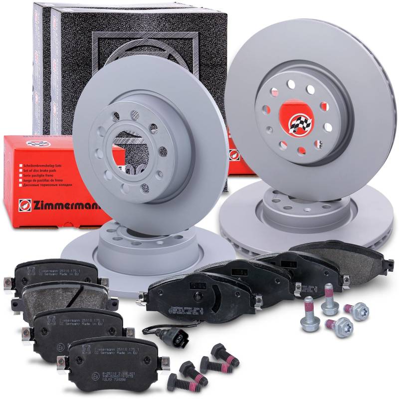 ZIMMERMANN Bremsenset inkl. Bremsscheiben vorne Ø 312 mm innenbelüftet + hinten Ø 272 mm voll und Bremsbeläge vorne + hinten Kompatibel mit SEAT LEON, SKODA OCTAVIA 3 von ZIMMERMANN