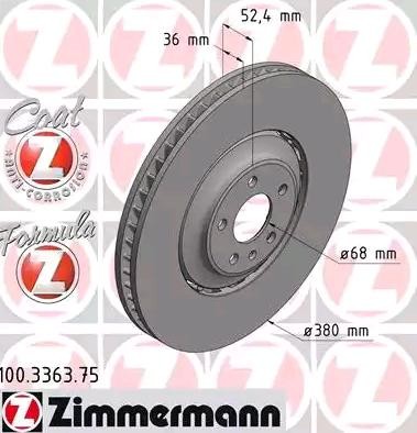 ZIMMERMANN Bremsscheibe AUDI 100.3363.75 4H0615301AA,4H0615301AB,4H0615301AC Bremsscheiben,Scheibenbremsen 4H0615301AN,4H0615301G,4H0615301L von Zimmermann