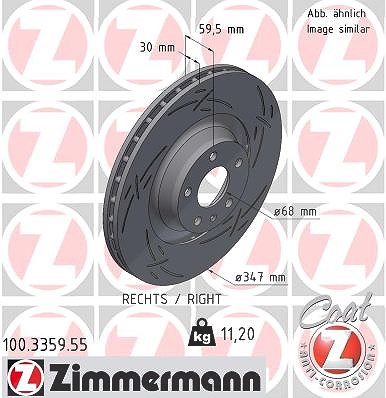 Zimmermann 1x Bremsscheibe Vorderachse Rechts [Hersteller-Nr. 100.3359.55] für Audi von Zimmermann