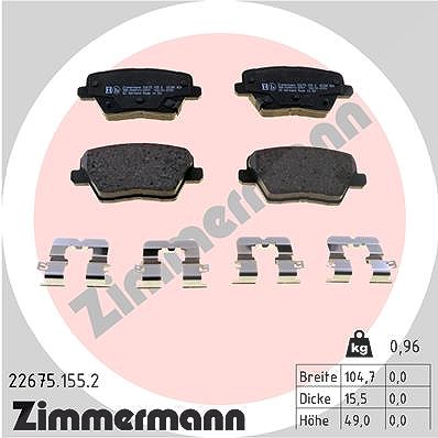 Zimmermann Bremsbeläge hinten (Satz) [Hersteller-Nr. 22675.155.2] für Hyundai, Kia von Zimmermann