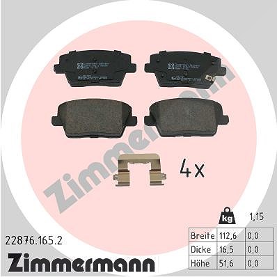 Zimmermann Bremsbelagsatz, Scheibenbremse [Hersteller-Nr. 22876.165.2] für Hyundai von Zimmermann
