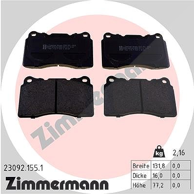 Zimmermann Bremsbelagsatz, Scheibenbremse [Hersteller-Nr. 23092.155.1] für Renault, Volvo von Zimmermann