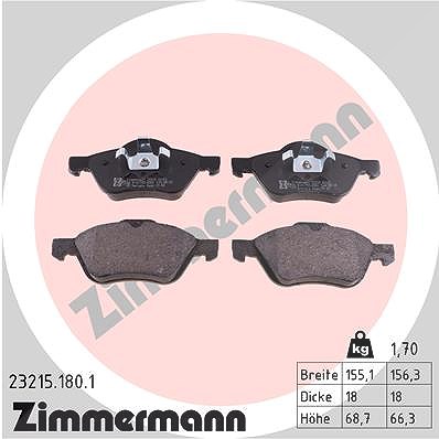 Zimmermann Bremsbelagsatz, Scheibenbremse [Hersteller-Nr. 23215.180.1] für Renault von Zimmermann