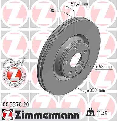 Zimmermann Bremsscheibe [Hersteller-Nr. 100.3378.20] für Audi von Zimmermann