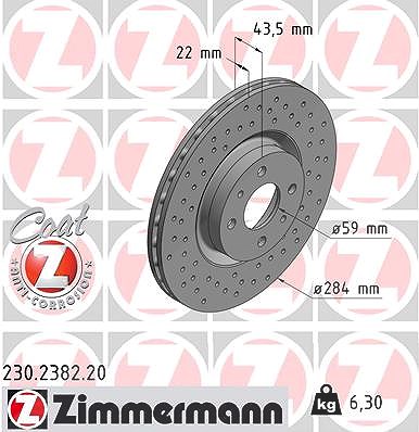 Zimmermann Bremsscheibe [Hersteller-Nr. 230.2382.20] für Abarth von Zimmermann