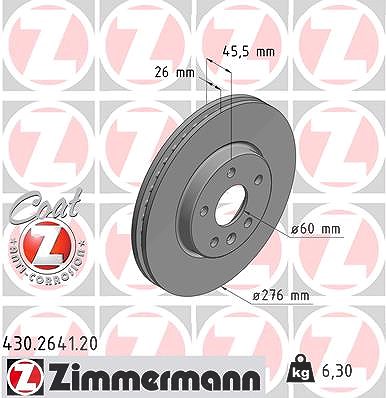 Zimmermann Bremsscheibe Vorderachse Belüftet [Hersteller-Nr. 430.2641.20] für Opel, Vauxhall von Zimmermann