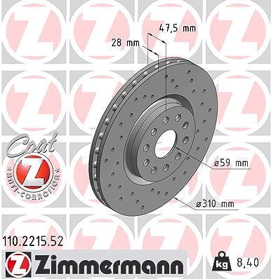 Zimmermann Bremsscheibe [Hersteller-Nr. 110.2215.52] für Alfa Romeo, Lancia von Zimmermann