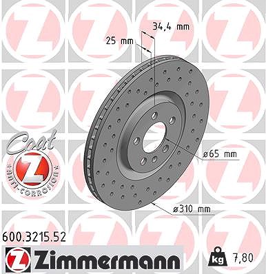 Zimmermann Bremsscheibe [Hersteller-Nr. 600.3215.52] für Audi, Seat, VW von Zimmermann