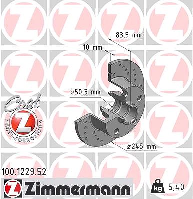 Zimmermann Bremsscheibe [Hersteller-Nr. 100.1229.52] für Audi von Zimmermann
