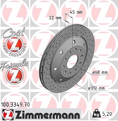 Zimmermann Bremsscheibe [Hersteller-Nr. 100.3349.70] für Audi von Zimmermann