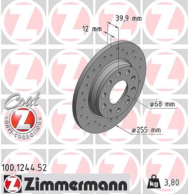 Zimmermann Bremsscheibe [Hersteller-Nr. 100.1244.52] für Audi, Seat von Zimmermann
