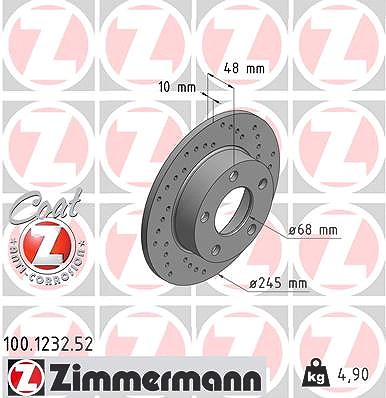 Zimmermann Bremsscheibe [Hersteller-Nr. 100.1232.52] für Audi, VW von Zimmermann