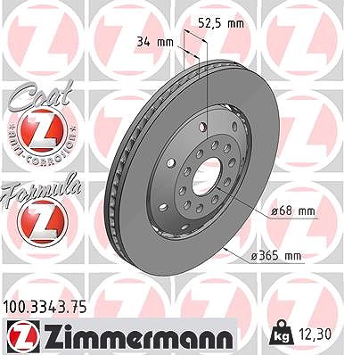 Zimmermann Bremsscheibe [Hersteller-Nr. 100.3343.75] für Audi von Zimmermann