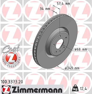Zimmermann Bremsscheibe Vorderachse [Hersteller-Nr. 100.3373.20] für Audi, VW von Zimmermann