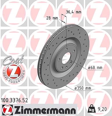 Zimmermann Bremsscheibe [Hersteller-Nr. 100.3376.52] für Audi, VW von Zimmermann