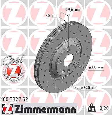 Zimmermann Bremsscheibe [Hersteller-Nr. 100.3327.52] für Audi von Zimmermann