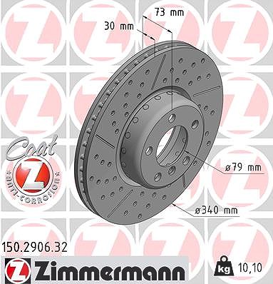 Zimmermann Bremsscheibe Vorderachse Gelocht/Belüftet [Hersteller-Nr. 150.2906.32] für BMW von Zimmermann
