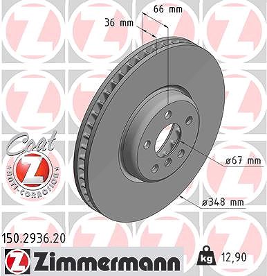Zimmermann Bremsscheibe Vorderachse links [Hersteller-Nr. 150.2936.20] für BMW von Zimmermann