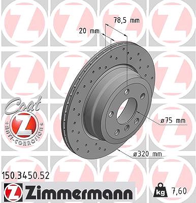 Zimmermann Bremsscheibe [Hersteller-Nr. 150.3450.52] für BMW von Zimmermann