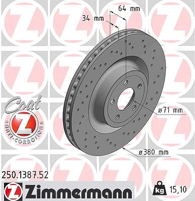 Zimmermann Bremsscheibe [Hersteller-Nr. 250.1387.52] für Ford Usa von Zimmermann