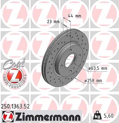 Zimmermann Bremsscheibe [Hersteller-Nr. 250.1363.52] für Ford von Zimmermann