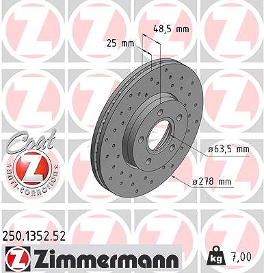 Zimmermann Bremsscheibe [Hersteller-Nr. 250.1352.52] für Ford, Volvo von Zimmermann