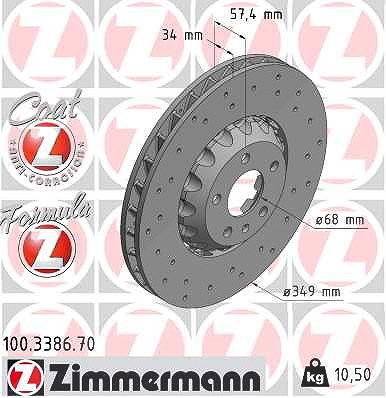 Zimmermann Bremsscheibe [Hersteller-Nr. 100.3386.70] für Audi von Zimmermann