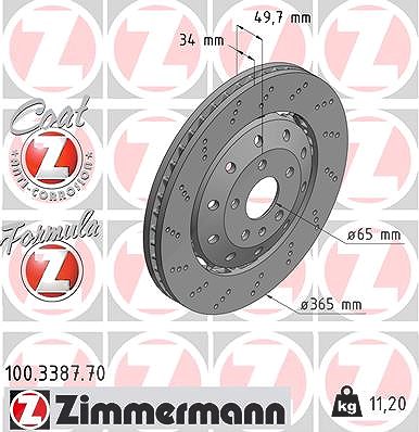 Zimmermann Bremsscheibe [Hersteller-Nr. 100.3387.70] für Audi von Zimmermann