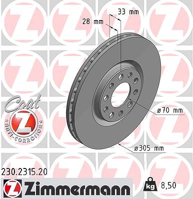 Zimmermann Bremsscheibe [Hersteller-Nr. 230.2315.20] für Alfa Romeo, Fiat, Jeep von Zimmermann
