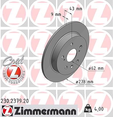 Zimmermann Bremsscheibe [Hersteller-Nr. 230.2379.20] für Fiat, Suzuki von Zimmermann