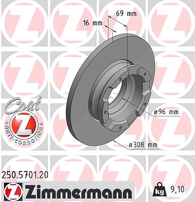 Zimmermann Bremsscheibe [Hersteller-Nr. 250.5701.20] für Ford von Zimmermann