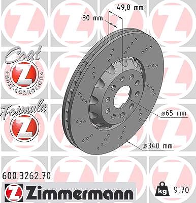 Zimmermann Bremsscheibe [Hersteller-Nr. 600.3262.70] für Audi, Seat, Skoda, VW von Zimmermann