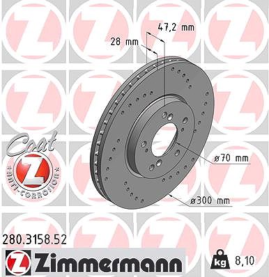 Zimmermann Bremsscheibe [Hersteller-Nr. 280.3158.52] für Honda von Zimmermann