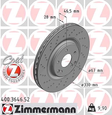 Zimmermann Bremsscheibe [Hersteller-Nr. 400.3646.52] für Mercedes-Benz von Zimmermann