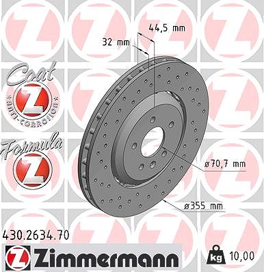 Zimmermann 1x Bremsscheibe [Hersteller-Nr. 430.2634.70] für Opel von Zimmermann
