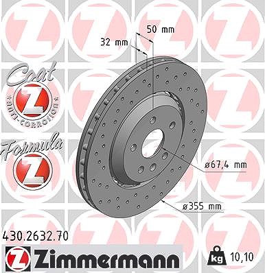 Zimmermann 1x Bremsscheibe [Hersteller-Nr. 430.2632.70] für Opel, Saab, Vauxhall von Zimmermann