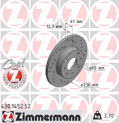 Zimmermann Bremsscheibe [Hersteller-Nr. 430.1452.52] für Opel von Zimmermann