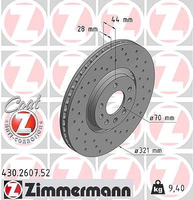 Zimmermann Bremsscheibe [Hersteller-Nr. 430.2607.52] für Opel von Zimmermann