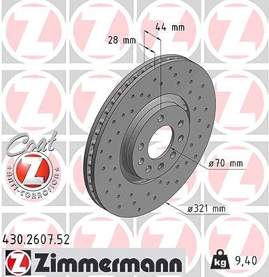 Zimmermann Bremsscheibe [Hersteller-Nr. 430.2607.52] für Opel, Vauxhall von Zimmermann