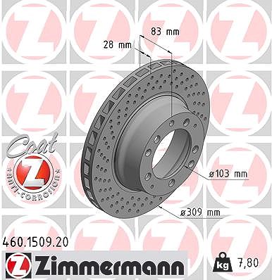 Zimmermann Bremsscheibe [Hersteller-Nr. 460.1509.20] für Porsche von Zimmermann